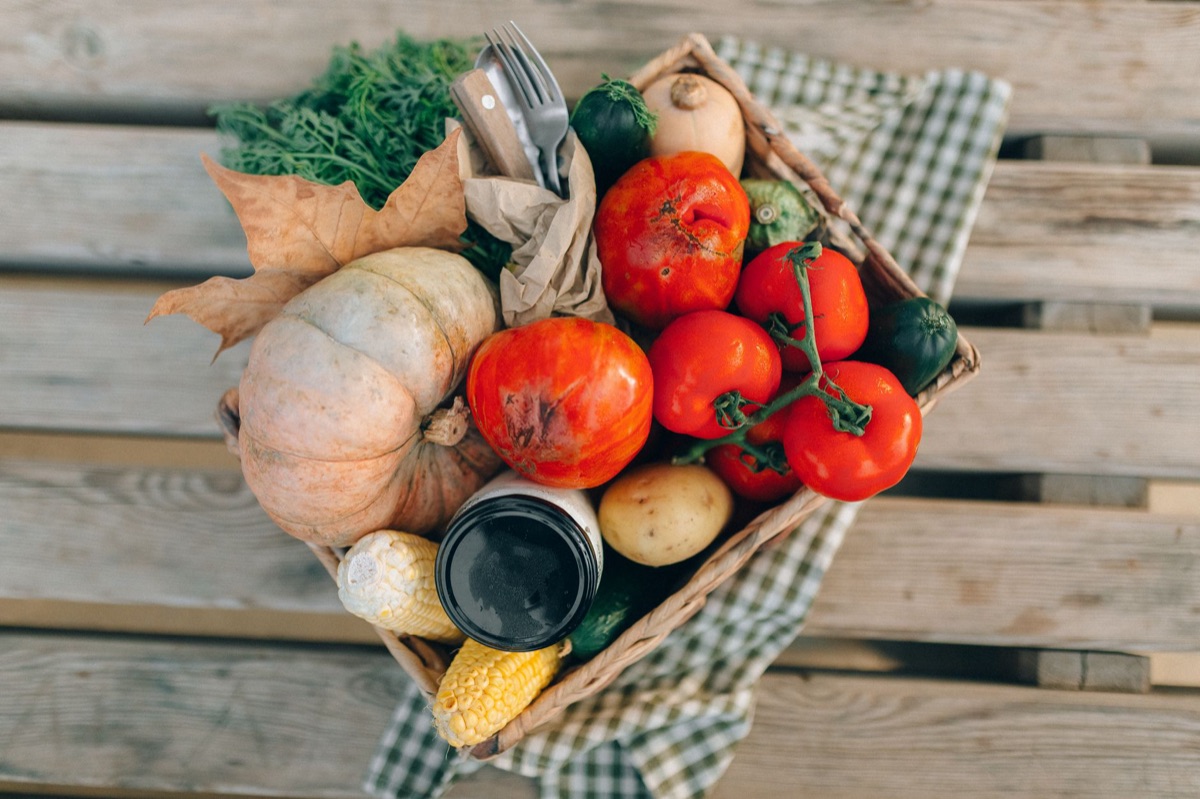 basket of organic vegetables and fruits