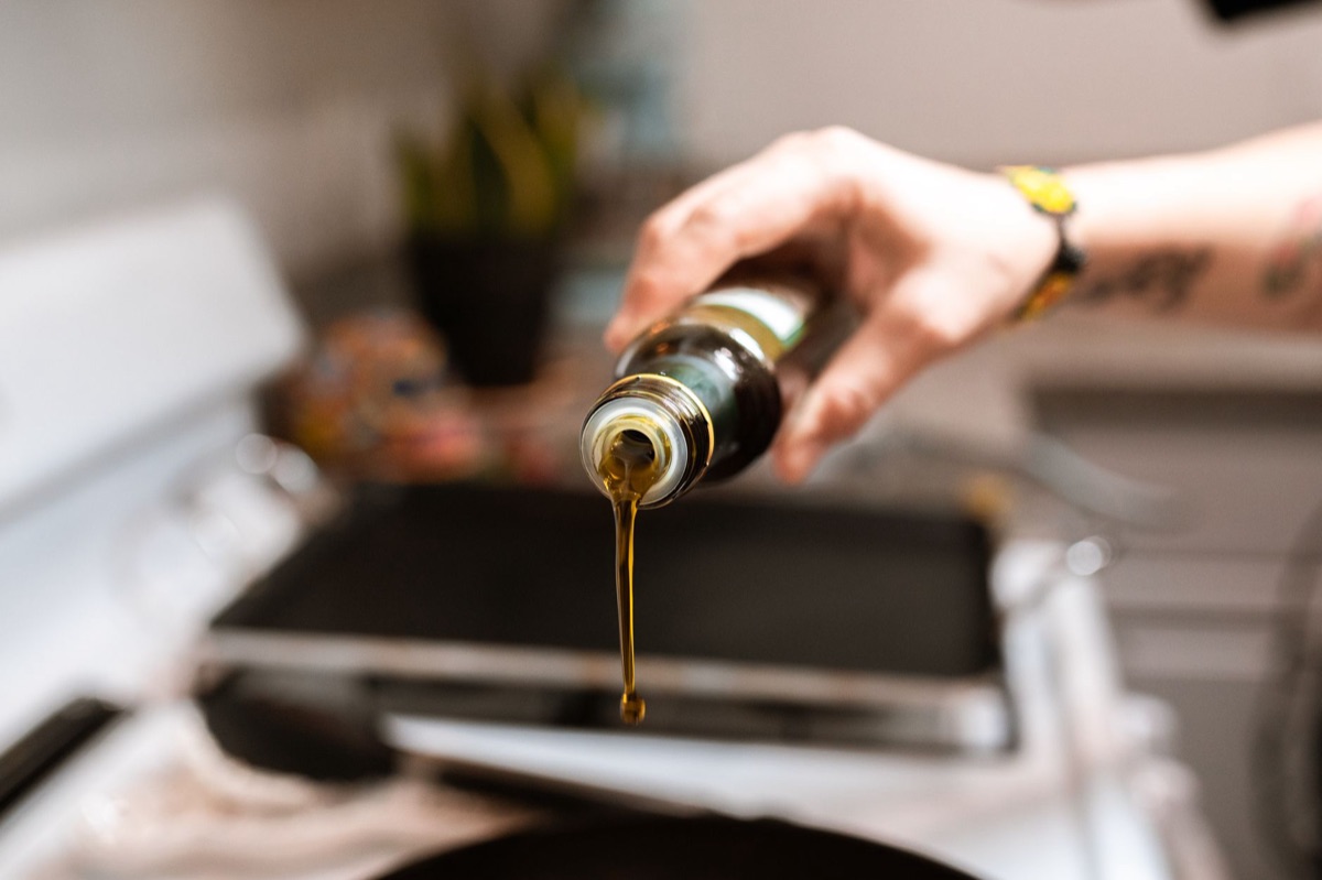 peanut oil bottle in natural light